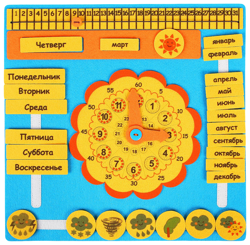 Расписание фетровой фабрике. Обучающие часы календарь для детей. Модель календаря для дошкольников. Изучение календаря для детей. Календарь с числами для дошкольников.
