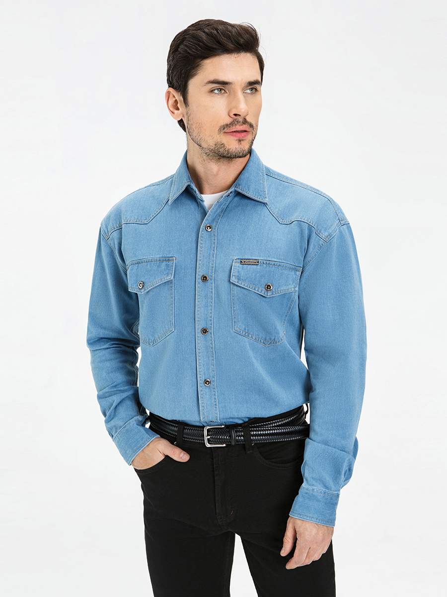 Джинсовая рубашка мужская Velocity PRIME 16-B28 голубая S