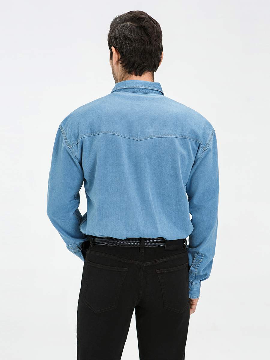 Джинсовая рубашка мужская Velocity PRIME 16-B28 голубая S