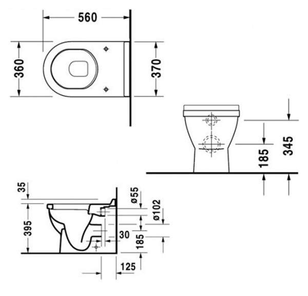 Приставной унитаз Duravit Starck 3 124090000 белый