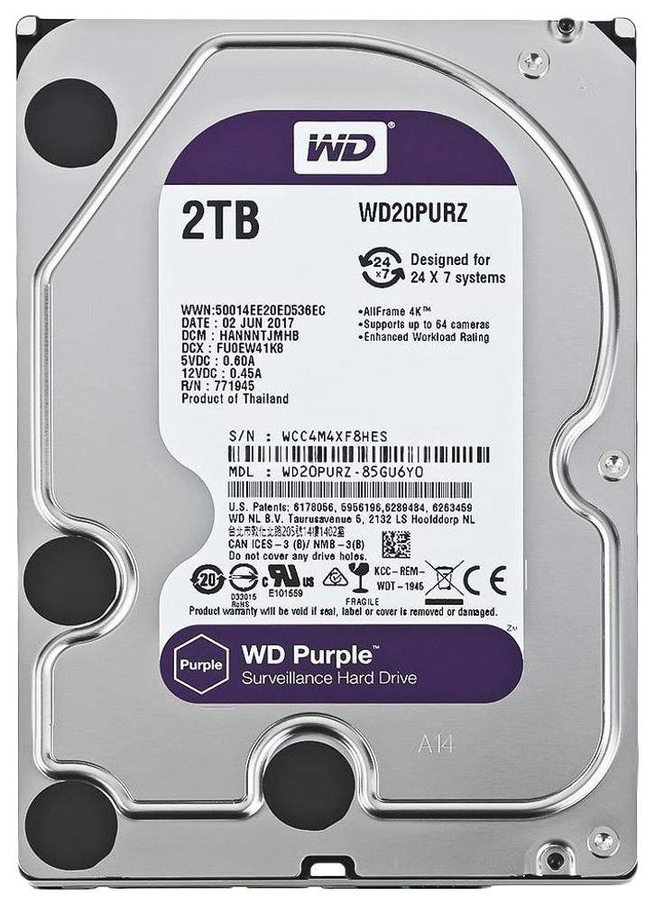 Жесткий диск WD Purple 2ТБ (WD20PURZ) - купить в Москве, цены на Мегамаркет