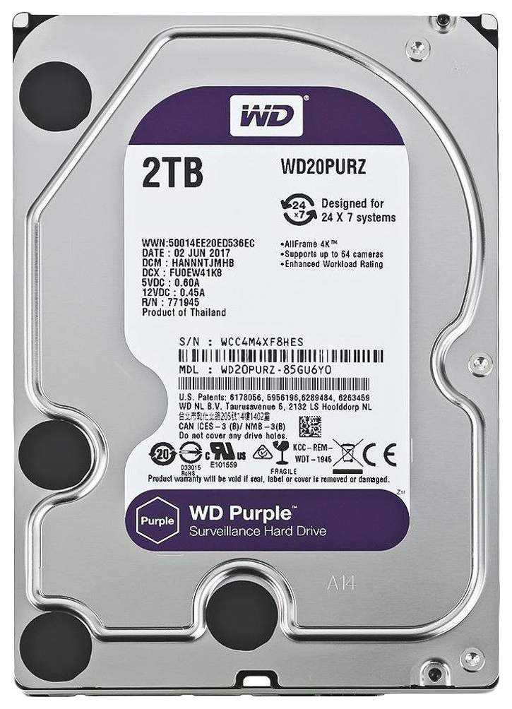 Жесткий диск WD Purple 2ТБ (WD20PURZ) - купить в Москве, цены на Мегамаркет | 100022994586