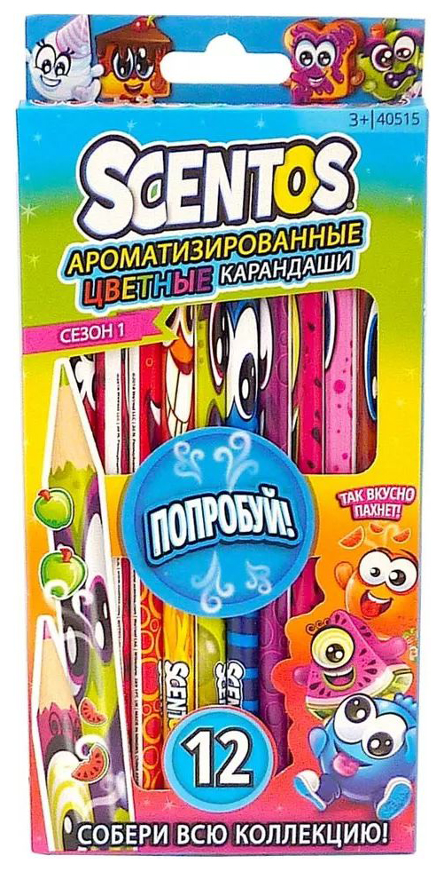 Набор ароматизированных цветных карандашей Scentos, 12 штук