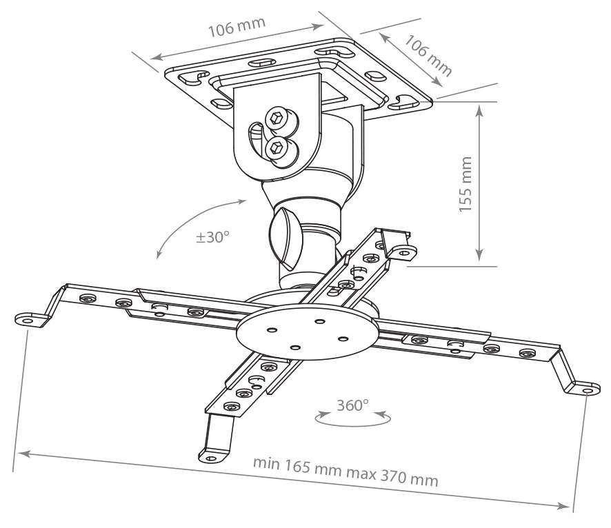 Кронштейн для проектора потолочный Kromax PROJECTOR-300 до 10 кг