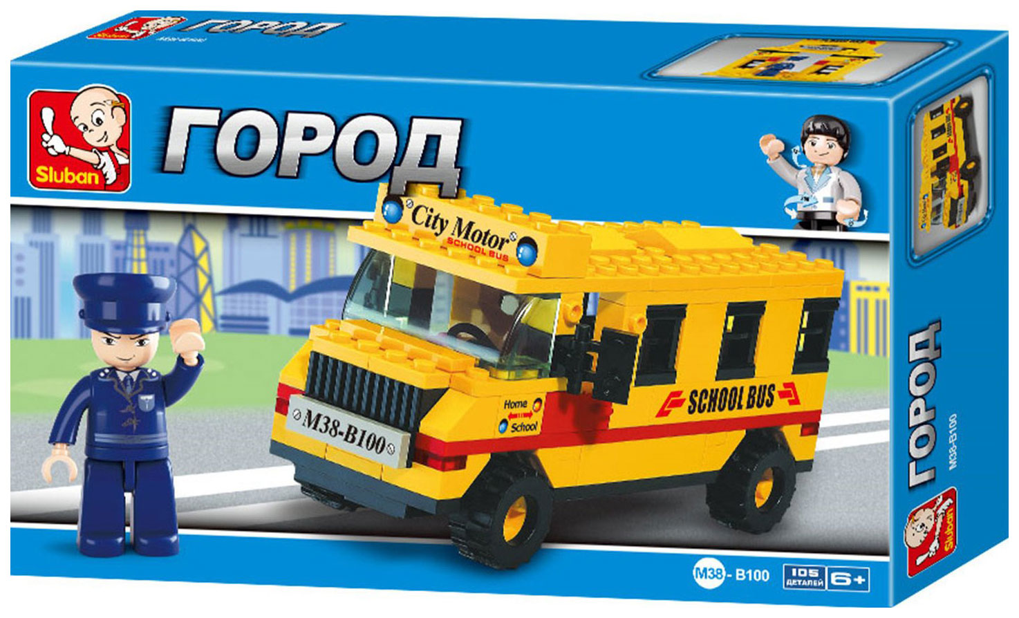 Конструктор школьник. Конструктор Sluban городская серия m38-b100 School Bus
