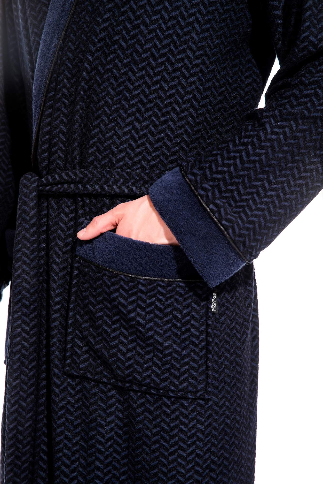 Мужской облегченный махровый халат из бамбука Peche Monnaie 419, синий, XL