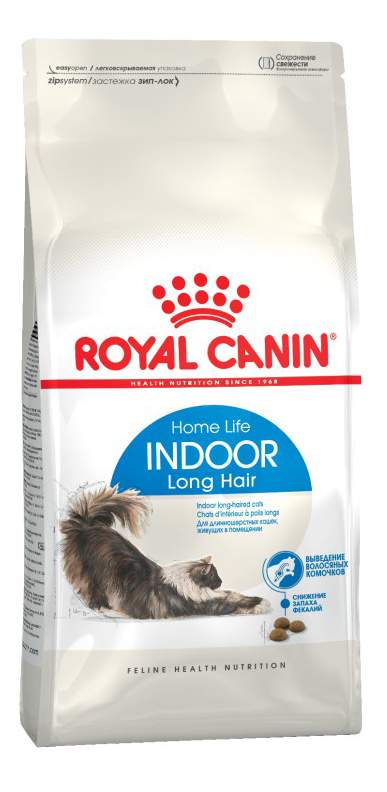 Сухой корм для кошек ROYAL CANIN Indoor Long Hair, для домашних длинношерстных, 10кг
