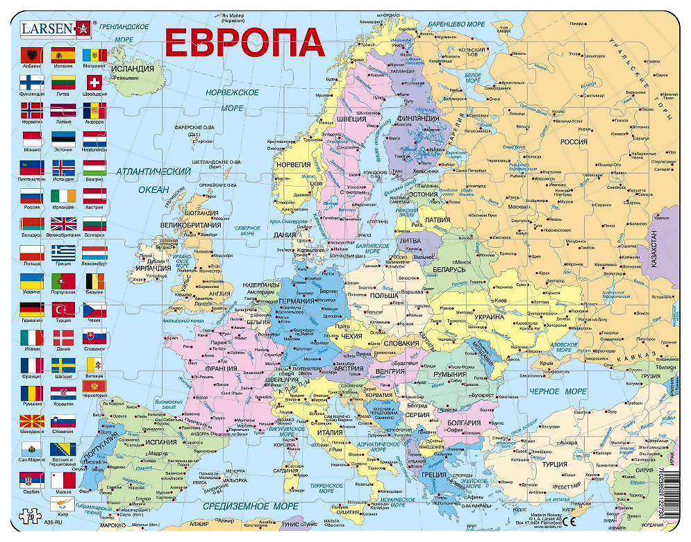 Карта европы моря и океаны