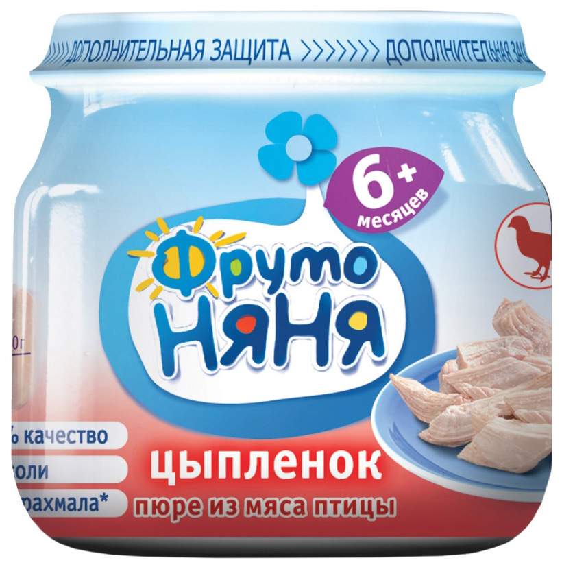 Пюре мясное ФрутоНяня Цыпленок с 6 мес. 80 г, 1 шт.