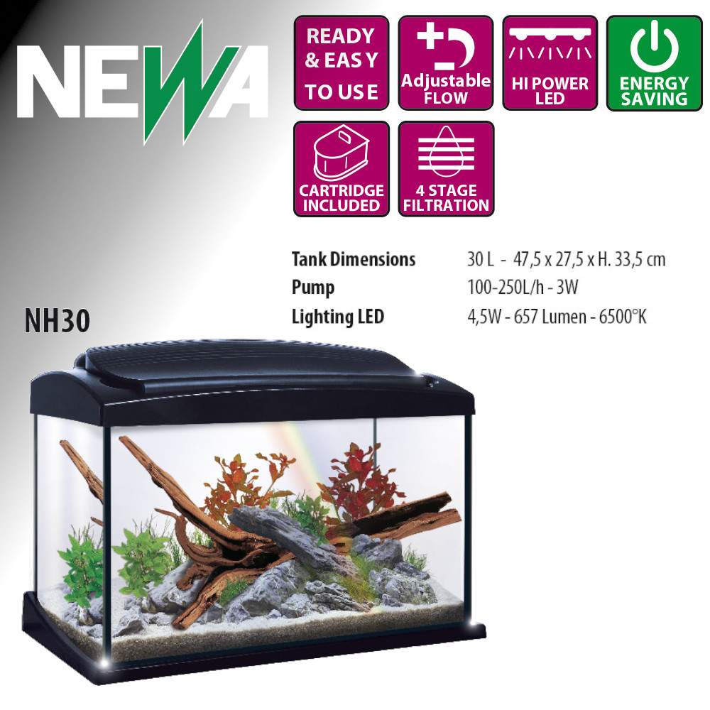 Аквариум для рыб и растений Newa Hobby NH30, черный, 30 л