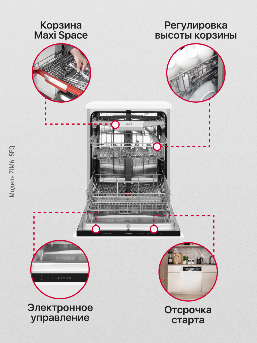 Встраиваемая посудомоечная машина Hansa ZIM615EQ - отзывы покупателей на  маркетплейсе Мегамаркет | Артикул: 100030465302