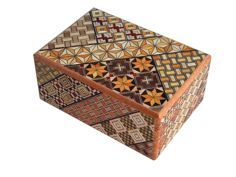 Японская коробка с секретом Yosegi Japan Puzzle Box 120x85X50мм, 4 шага NSZ-PB-004