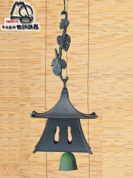 Фурин IWACHU Лоза, пагода и колокольчик (черный, зеленый)