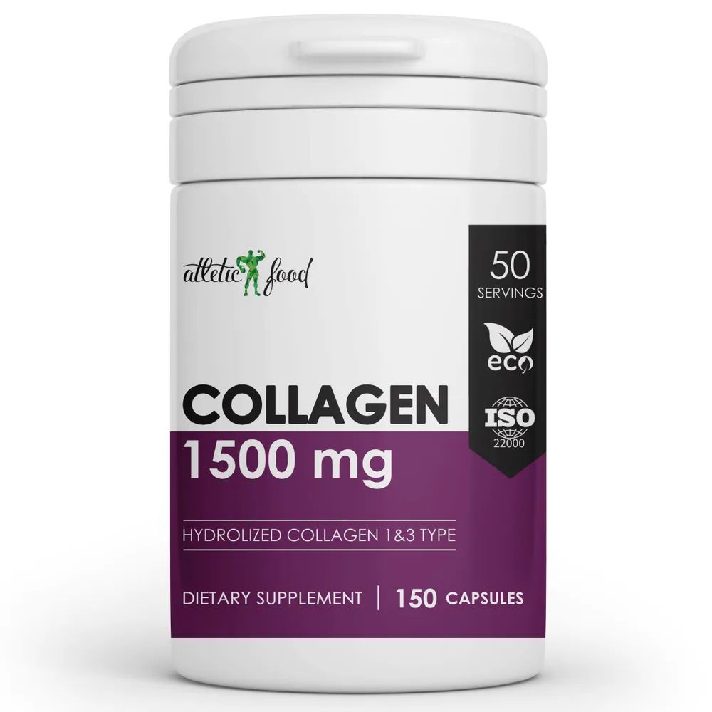 Говяжий коллаген Atletic Food Hydrolized Collagen Type 1&3 1500 mg - 150 капсул - купить в Москве, цены на Мегамаркет | 600005810192