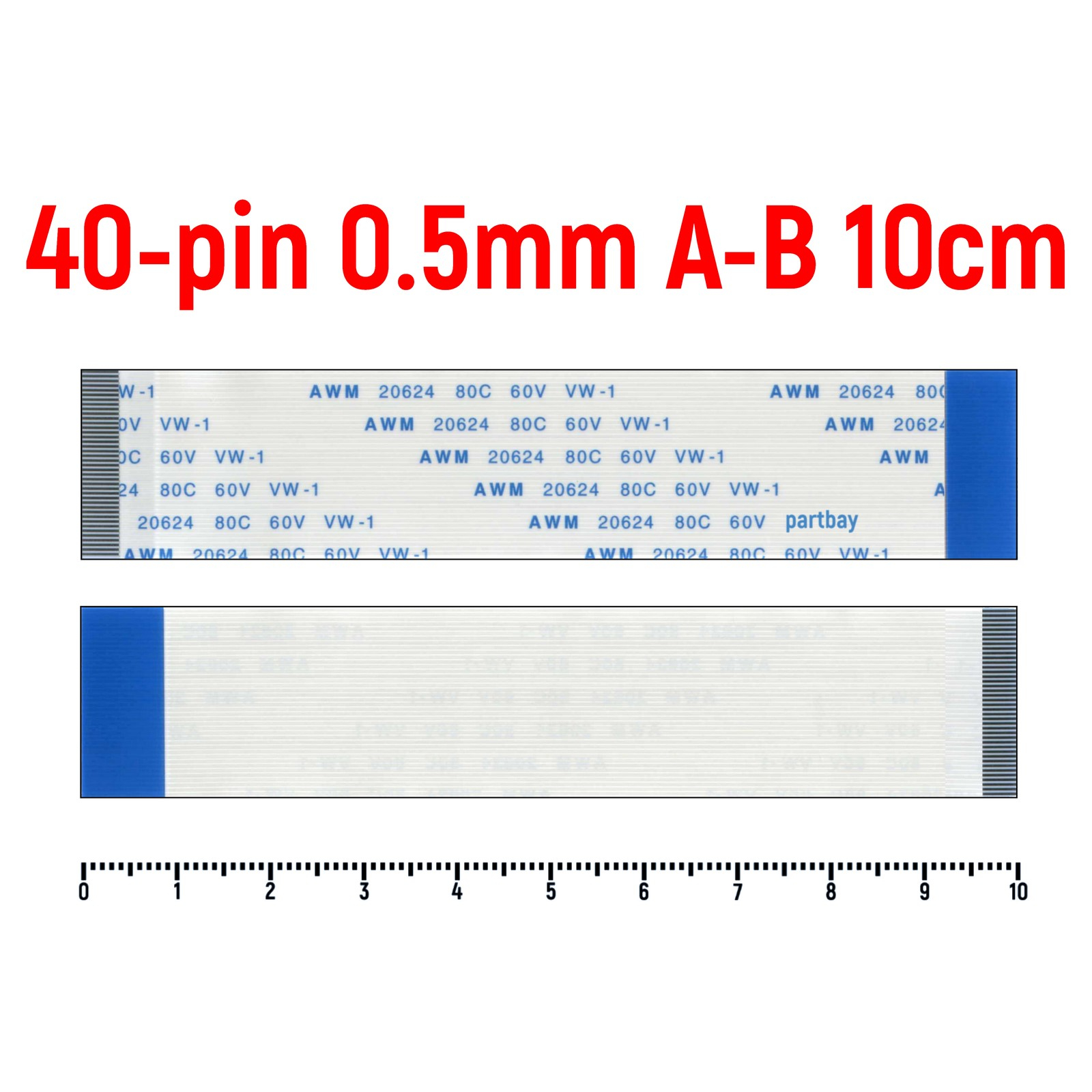 Шлейф FFC 40-pin Шаг 0.5mm Длина 10cm, купить в Москве, цены в интернет-магазинах на Мегамаркет