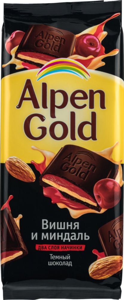 Шоколад темный Alpen Gold вишня и миндаль 90 г