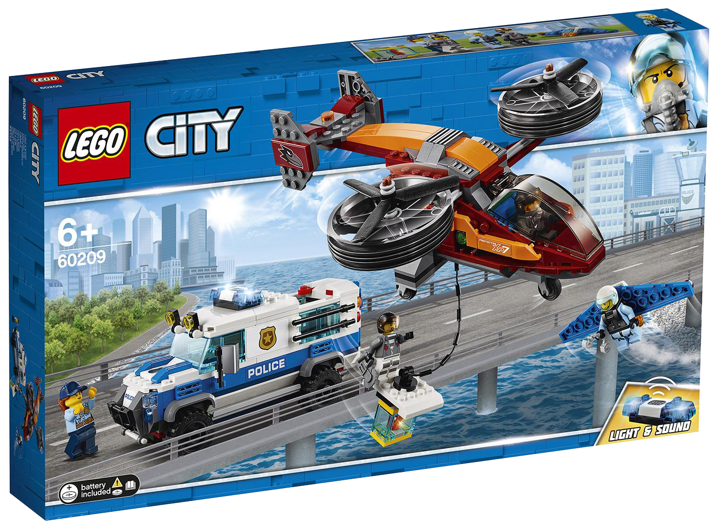 Купить конструктор LEGO City 60209 Воздушная полиция: кража бриллиантов,  цены на Мегамаркет | Артикул: 100024215891