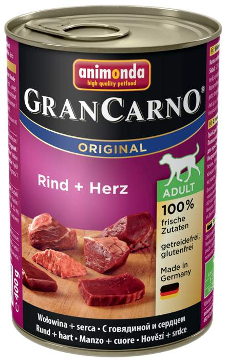 Консервы для собак animonda Gran Carno, говядина, сердце, 6шт по 400г