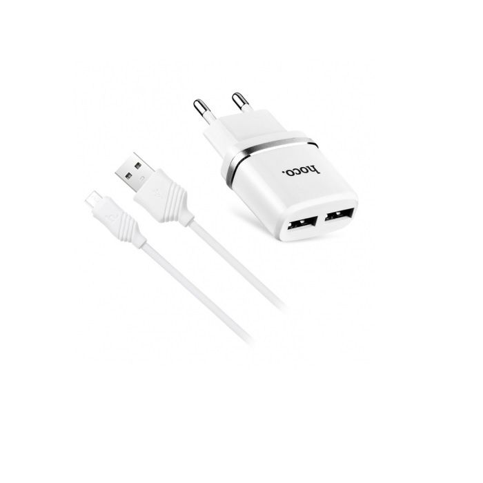 Сетевое зарядное устройство Hoco C12, 2xUSB, microUSB, 2,4 A, white - отзывы покупателей на маркетплейсе Мегамаркет | Артикул: 100022851092