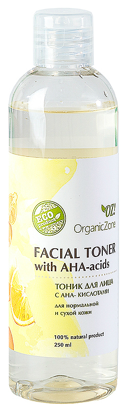 Тоник для лица OrganicZone С АНА-кислотами для нормальной и сухой кожи 250 мл
