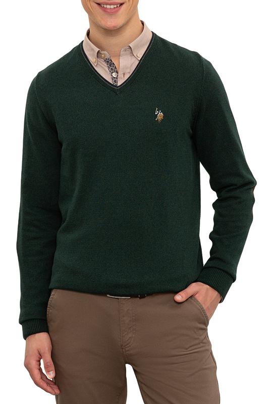 Пуловер мужской G081SZ0TK0TD03-BSK20 U.S. POLO Assn. зеленый S