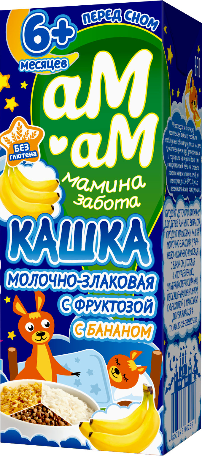 Купить каша молочная Ам-Ам мультизлаковая с бананом, цены в Москве на Мегамаркет
