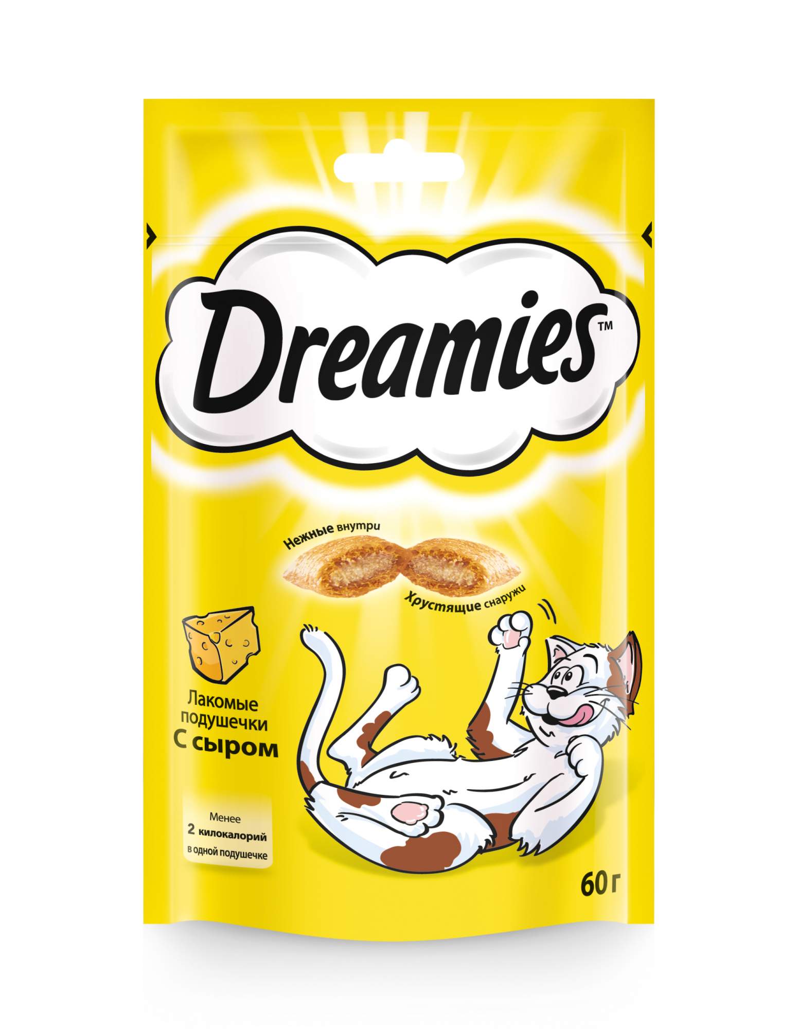Лакомство для кошек Dreamies Лакомые подушечки с сыром, 60г