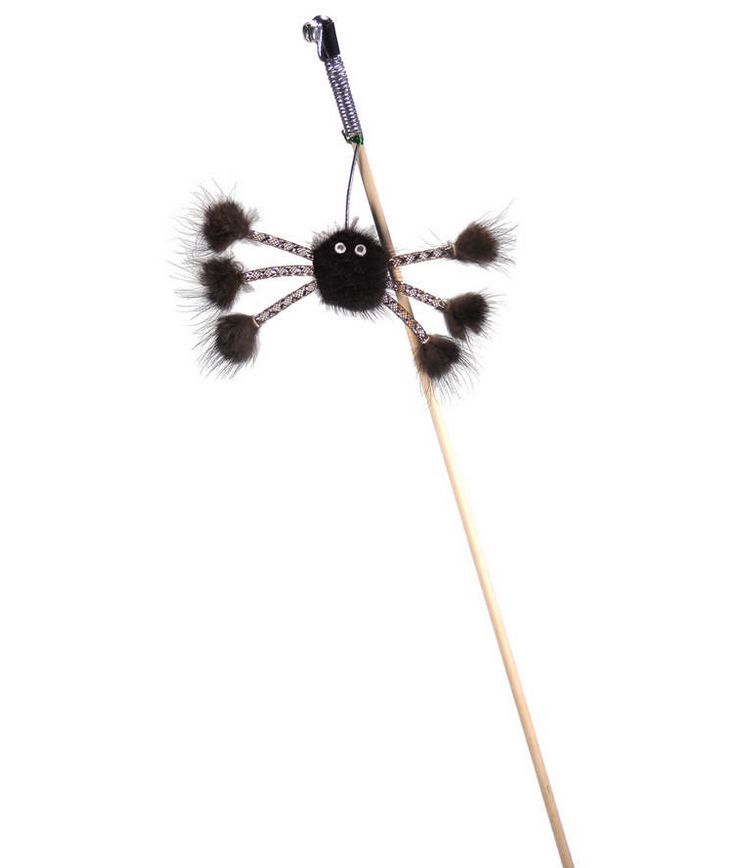Игрушка для кошек Зооник Норковый паук на веревке, дразнилка, в ассортименте, 50 см
