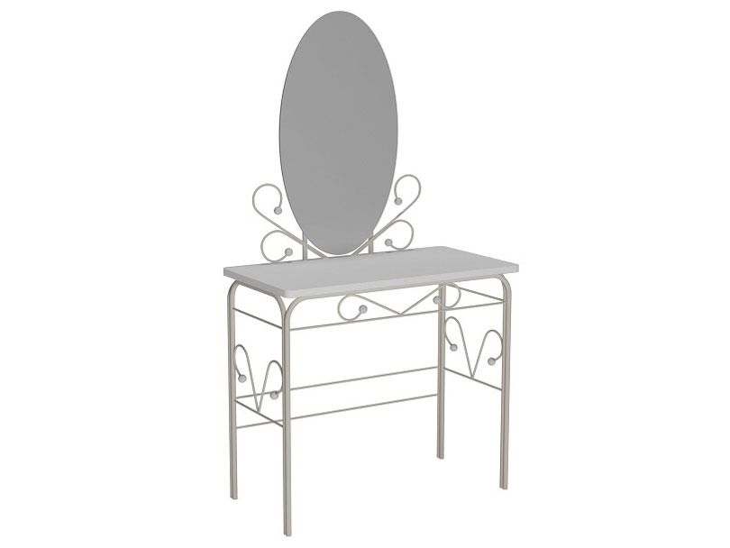 Туалетный столик с зеркалом Форвард-мебель Дамский столик Сандра Белый металл / Белый