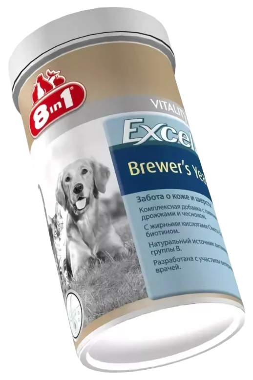 Витаминный комплекс для собак, для кошек 8in1 Brewers Yeast, с дрожжами и чесноком 140 таб