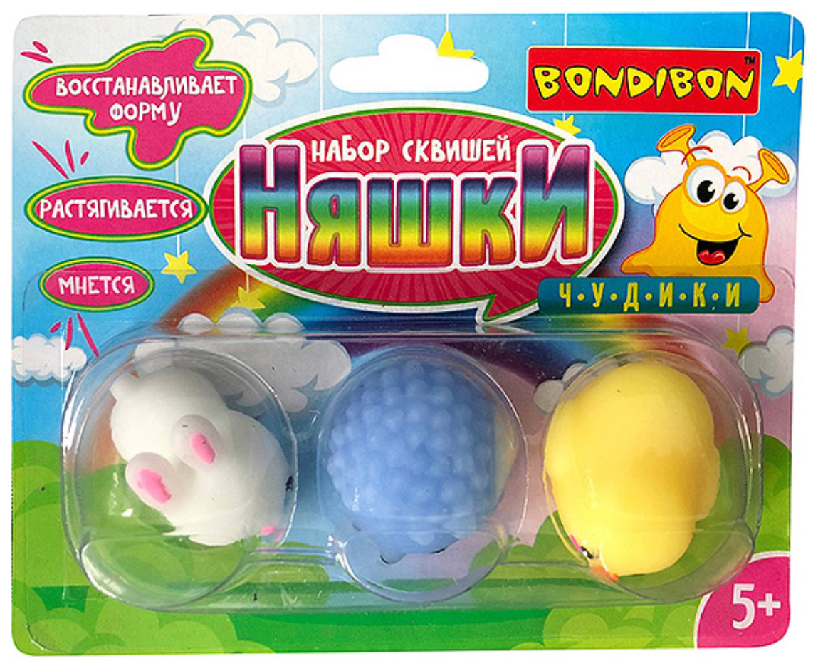 Купить чудики Bondibon Набор сквишей «НЯШКИ», заяц, еж, утка, BLISTER  17х7х3,5 см, цены на Мегамаркет | Артикул: 100025368693