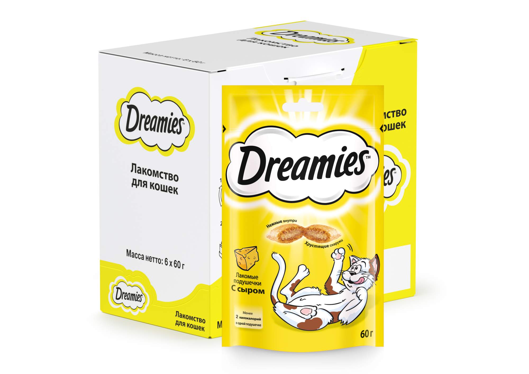 Лакомство для кошек Dreamies Лакомые подушечки с сыром, 60г