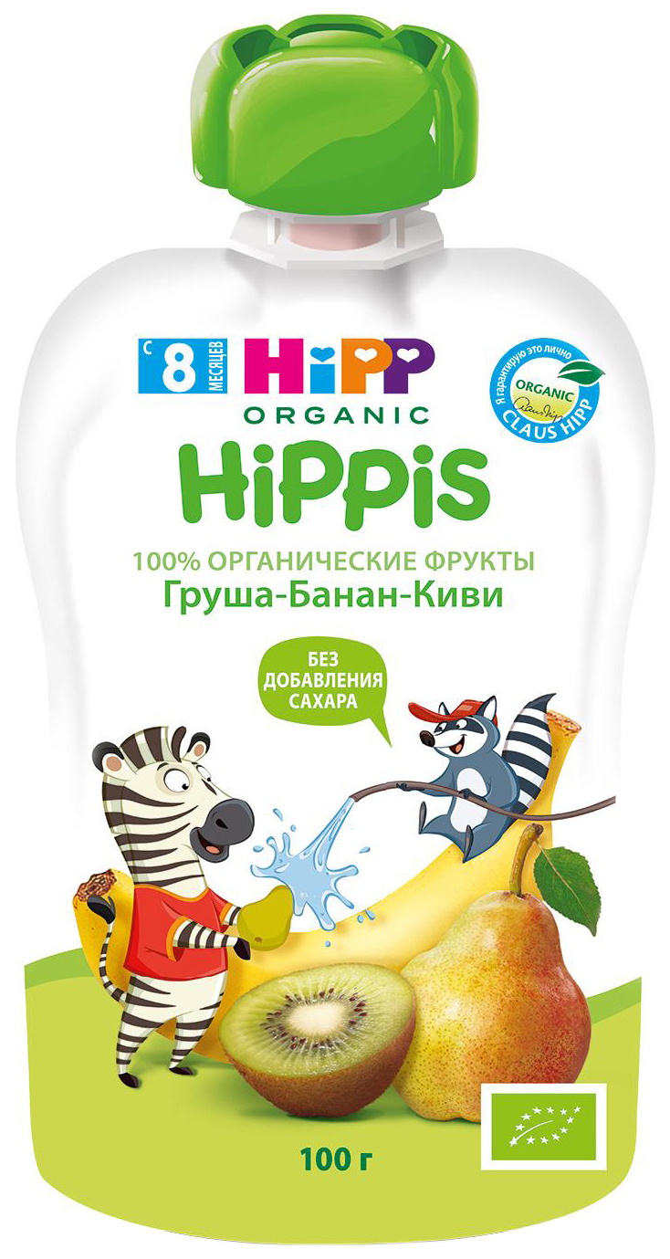 Купить пюре фруктовое HiPP Груша, банан, киви с 8 мес. 100 г, 1 шт., цены  на Мегамаркет | Артикул: 100023247394