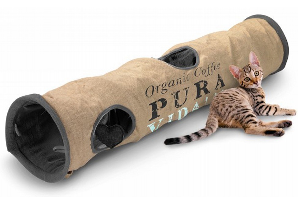 Тоннель для кошек Ebi Pura Vida, шуршащий, серый, 120х25х25 см