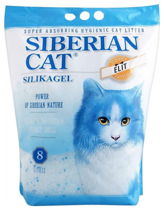 Впитывающий наполнитель Сибирская кошка Элита силикагелевый, синий,8 л