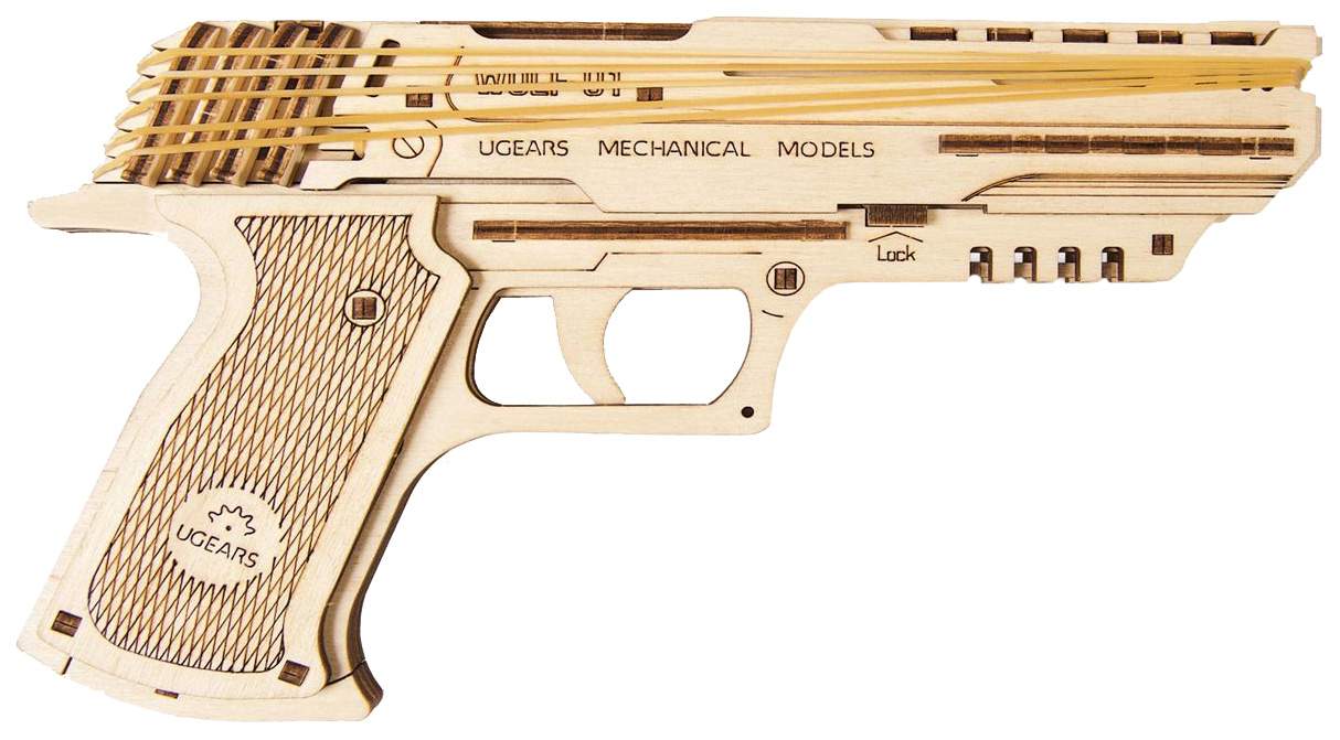 Сборная модель конструктор UGEARS Пистолет Вольф-01