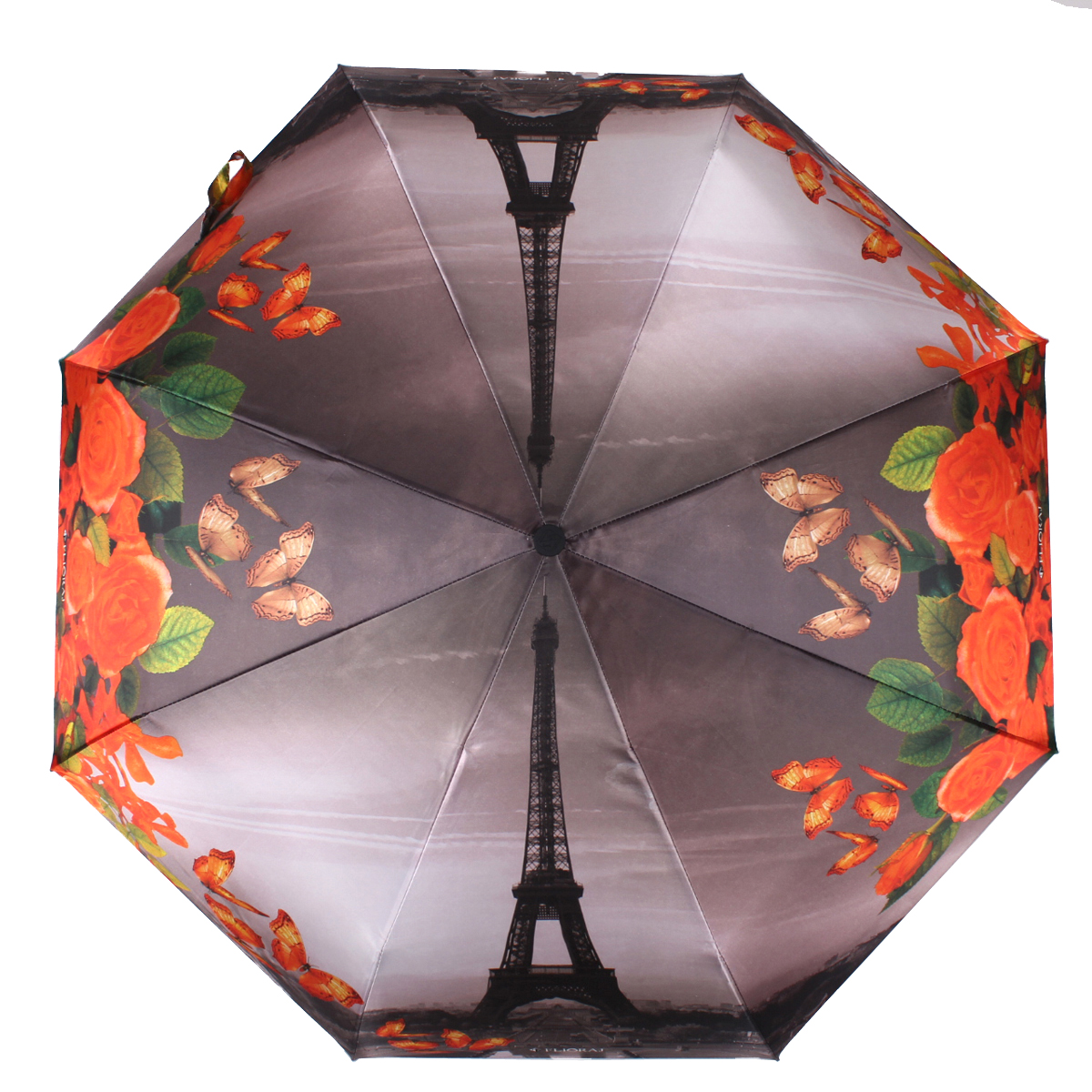 Зонт складной женский автоматический Flioraj 231219 FJ серый
