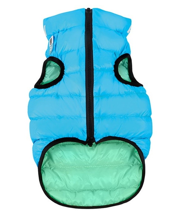 Куртка для собак AiryVest Lumi, двухсторонняя, салатово-голубая, светится в темноте, S40