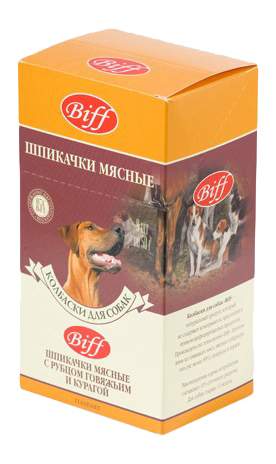 Шпикачки для собак Titbit BIFF, с говяжьим рубцом и курагой
