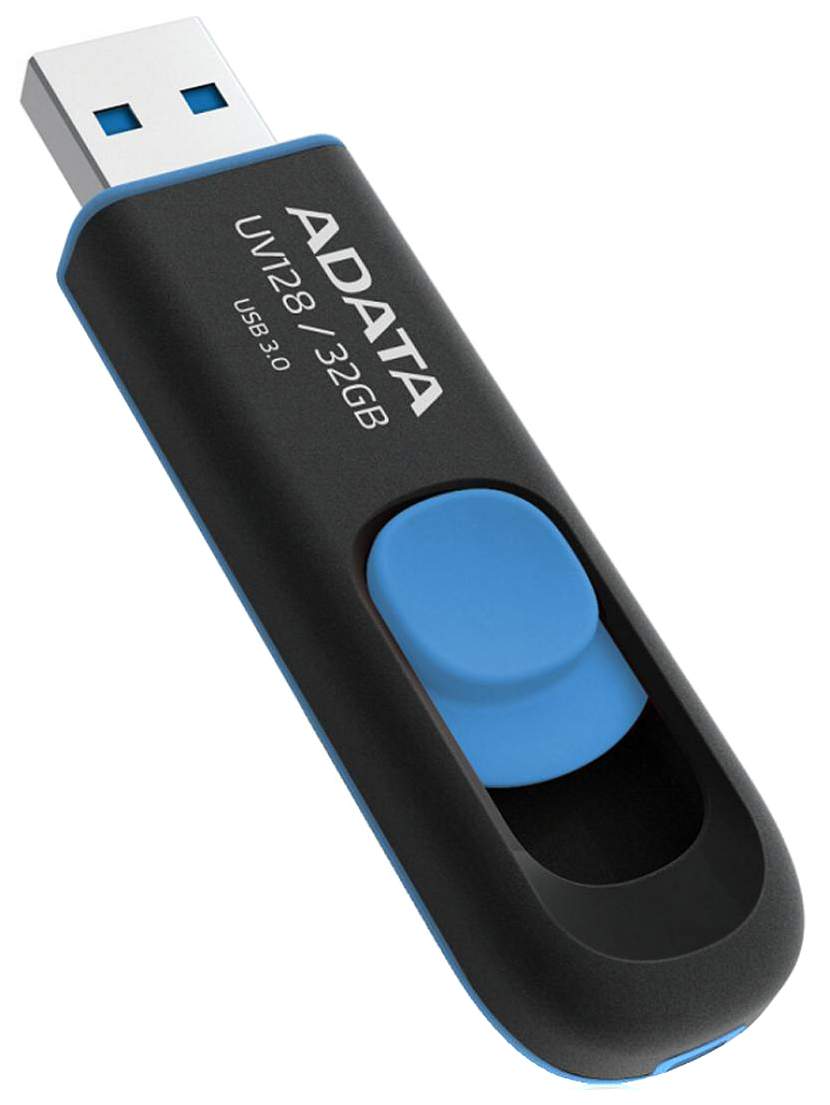 Флешка ADATA UV128 32ГБ Blue/Black (AUV128-32G-RBE), купить в Москве, цены в интернет-магазинах на Мегамаркет