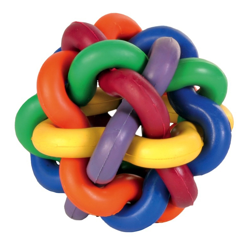 Жевательная игрушка для собак TRIXIE Мяч Плетеный из каучука, разноцветный, 7 см