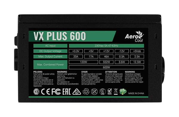 Блок питания AeroCool VX-600 PLUS 600W – купить в Москве, цены в интернет-магазинах на Мегамаркет