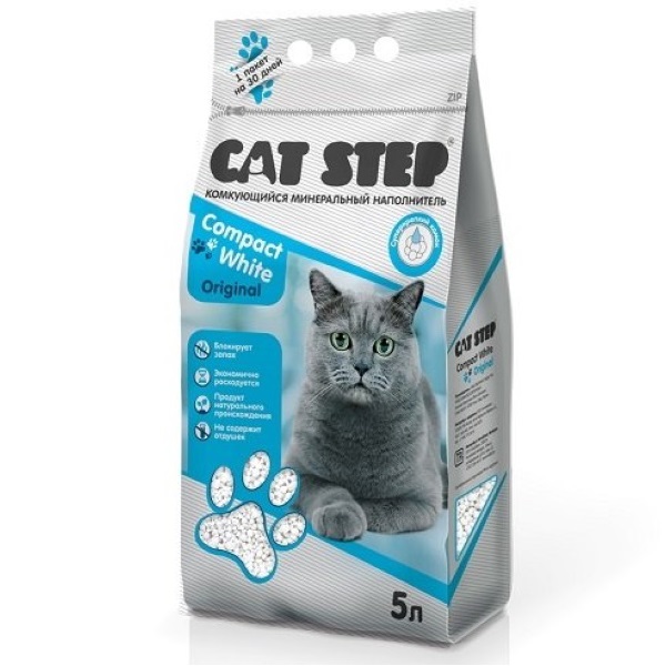 Купить комкующийся наполнитель Cat Step Compact White бентонитовый, 5 л, цены на Мегамаркет | Артикул: 100025884198