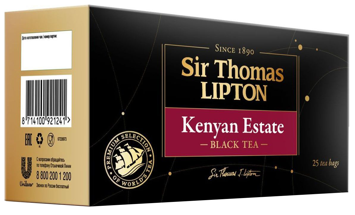 Чай черный Lipton sir Thomas kenyan estate 25 пакетиков