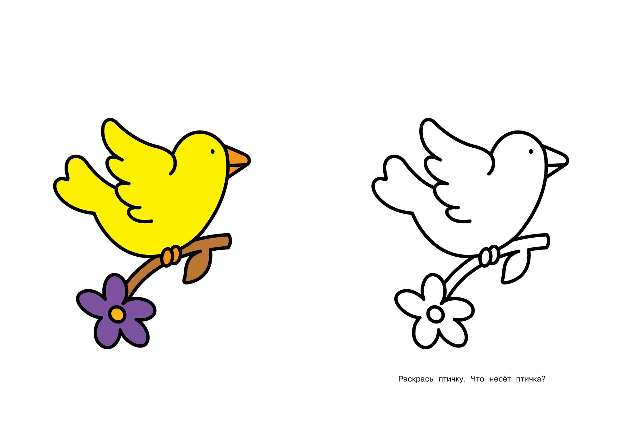 Птички пальчики. Цветные раскраски для детей. Раскраска по образцу для малышей. Раскраска для самых маленьких с образцом. Раскраска птичка для детей 3-4 лет.