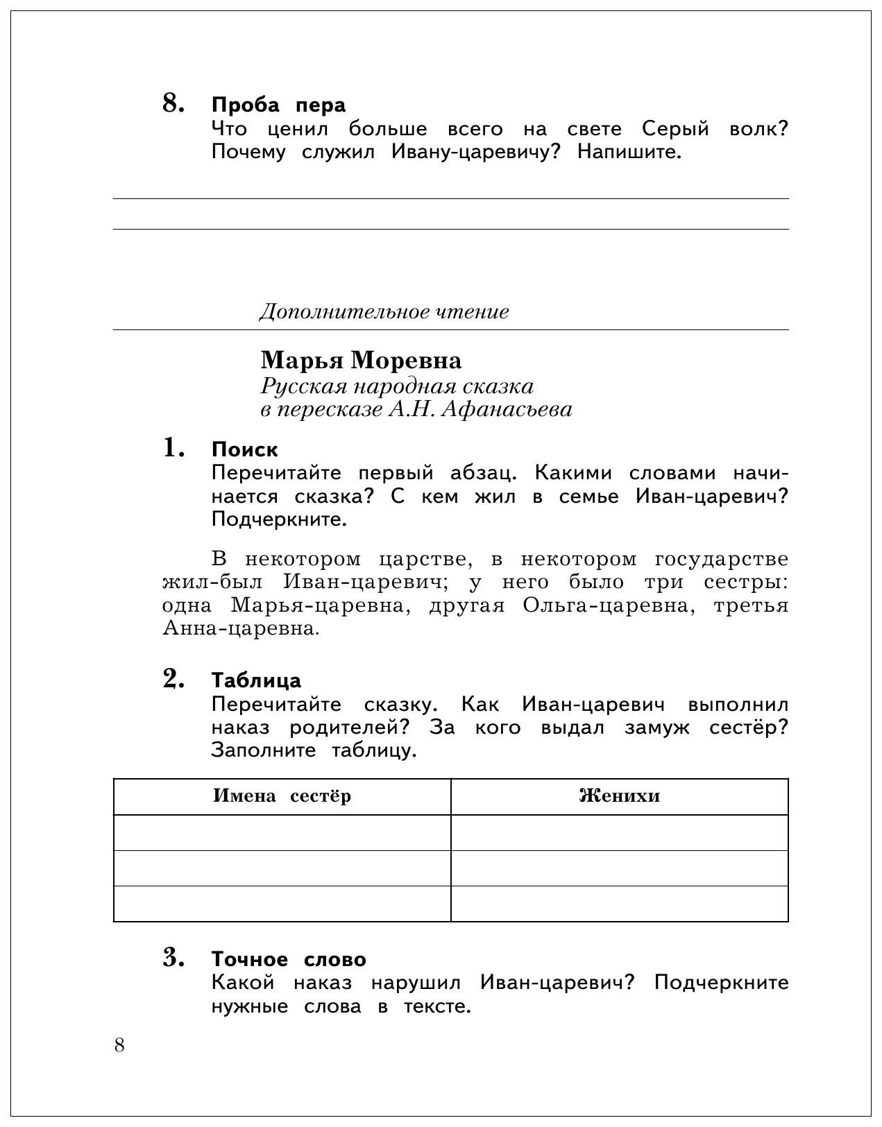 Перечитайте сказку заполните таблицу Иван Царевич. Какой наказ нарушил Иван Царевич подчеркните. Перечитайте сказку заполните таблицу Иван Царевич и серый волк. Какой наказ нарушил Иван Царевич подчеркните нужные слова в тексте.