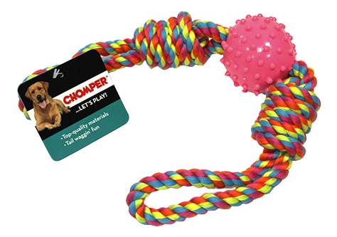 Грейфер для собак Chomper Тяни-толкай мяч с петлями из каната