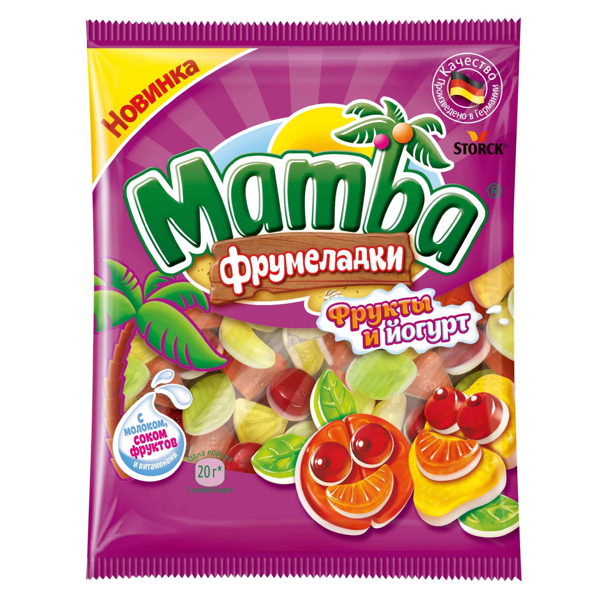 Мармелад Mamba фрумеладки фрукты и йогурт 72 г