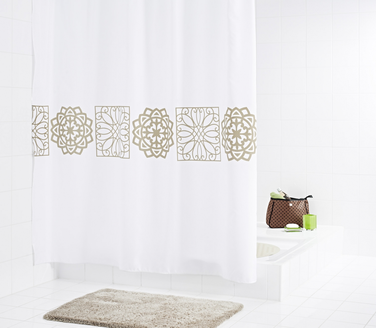 Штора для ванных комнат Tunis бежевый/коричневый 180*200