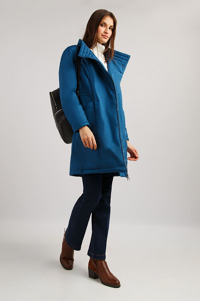 Пальто женское Finn Flare B19-11020 синее XS